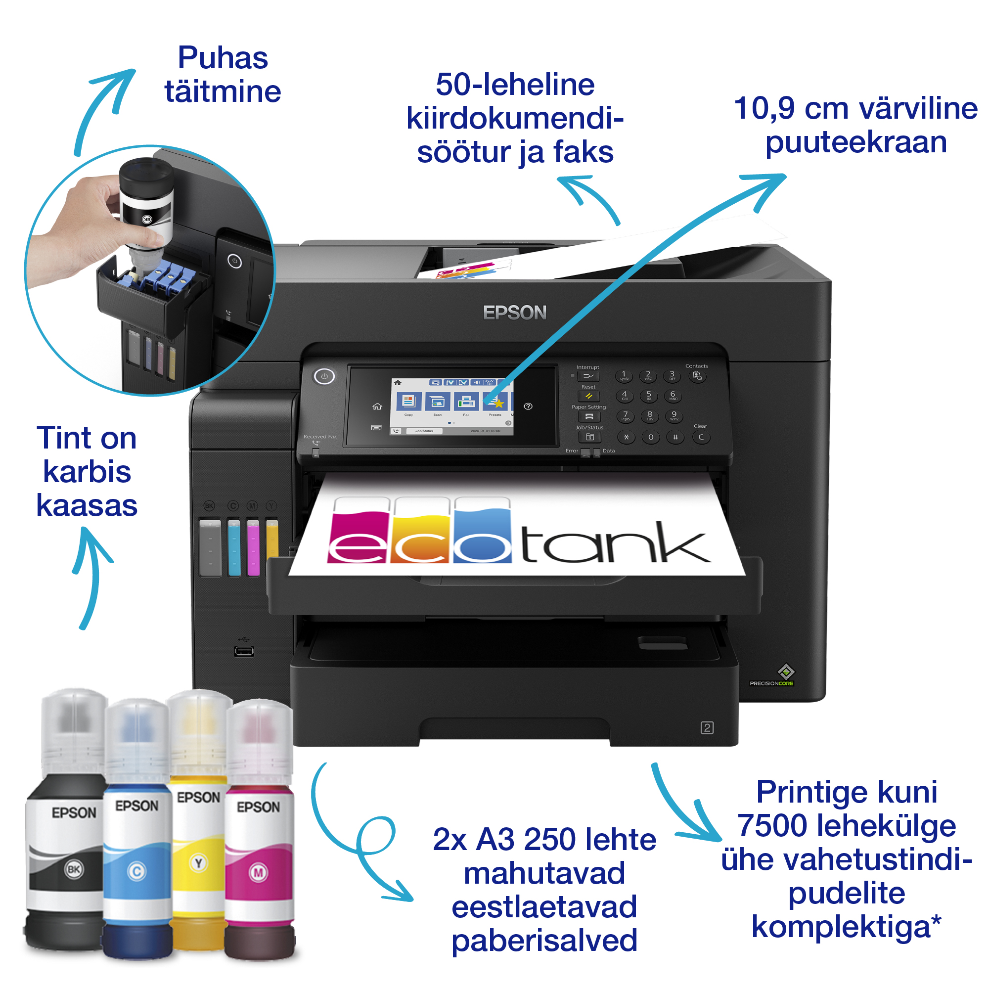 EPSON EcoTank L15150 multifunktsionaalne A3+ värvi-tindiprinter