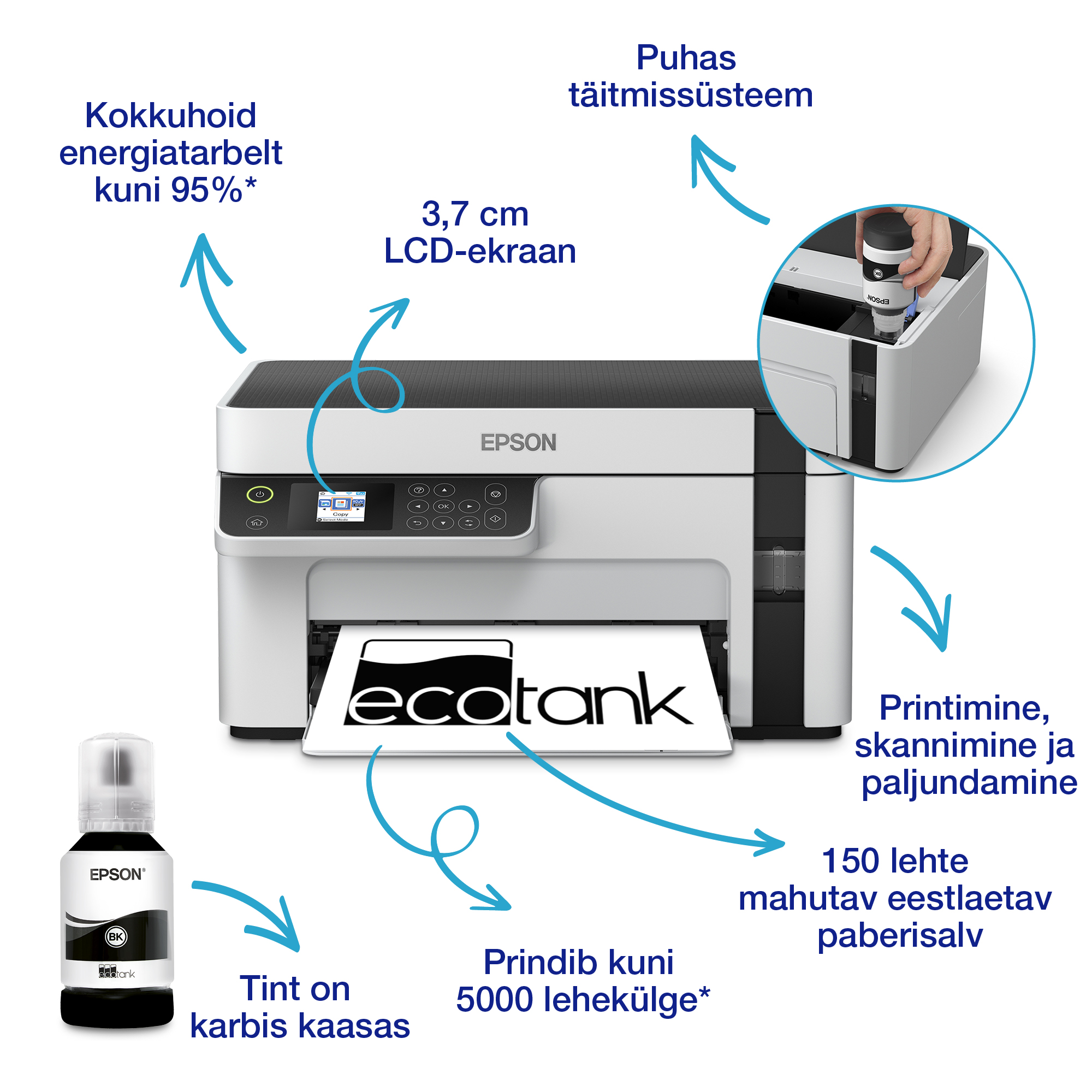 EPSON EcoTank M2120 multifunktsionaalne A4 must-tindiprinter