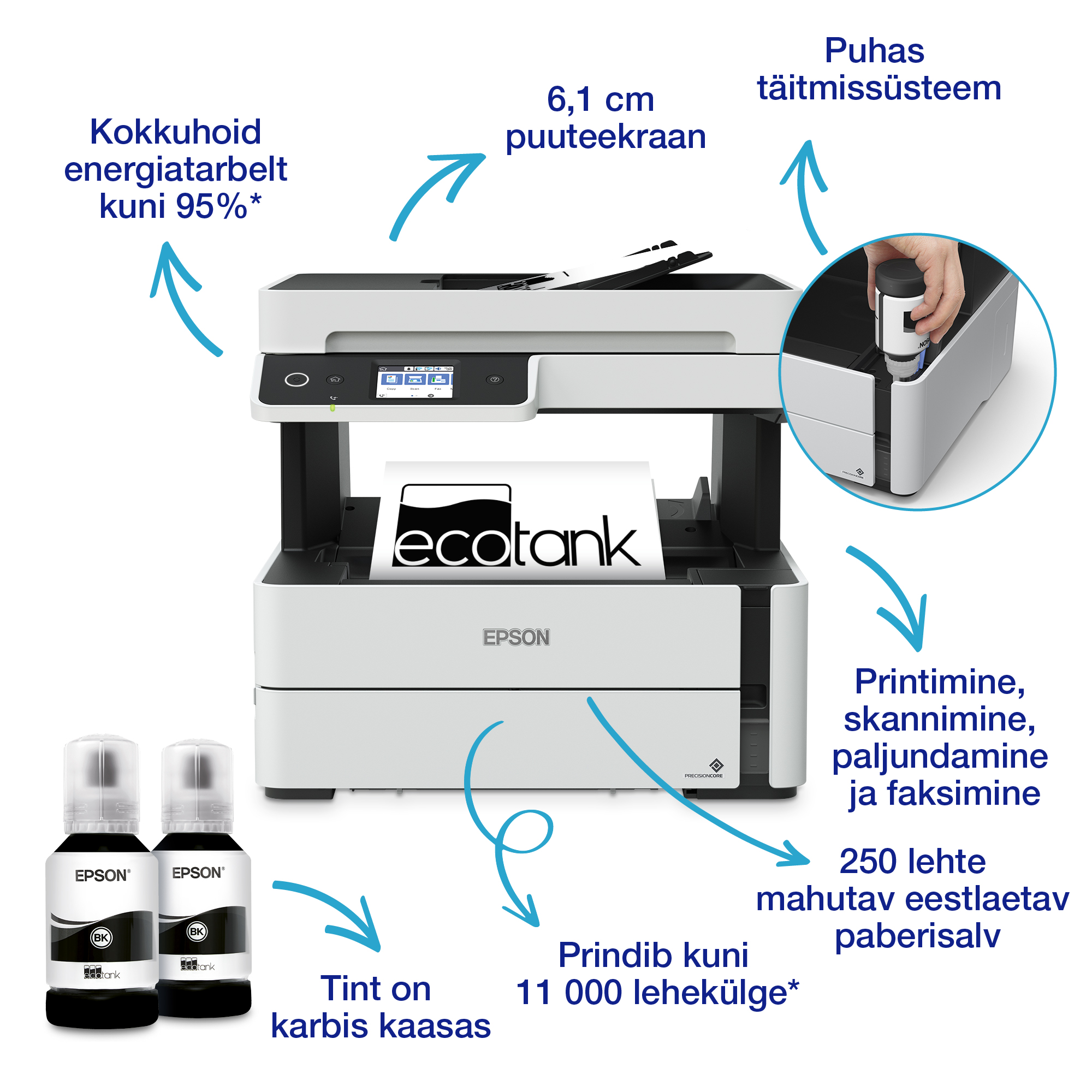 EPSON EcoTank M3170 multifunktsionaalne A4 must-tindiprinter